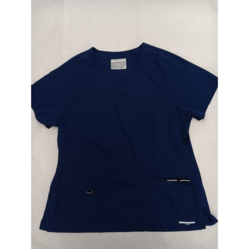 Skechers by Barco Navy Blue V Neck Scrub Top XL Recycled Polyester‎ Spandex